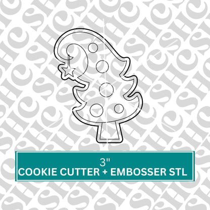 Christma Tree Cookie Cutter, Fondant Embosser, Whimsical Tree Cookie Cutter STL, Whimsical Tree Embosser, Xmas Cookies, Xmas Fondant Stamp