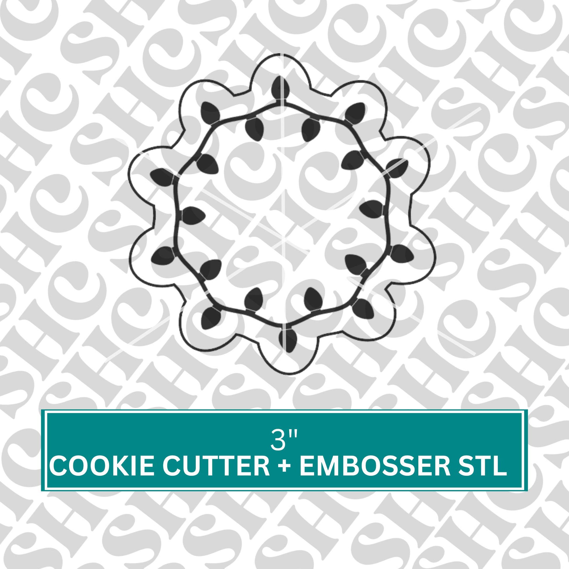 Christmas Lights Fondant Embosser, Lights Cookie Cutter STL, Lights Frame Embosser, Xmas Cookies, Xmas Fondant Stamp