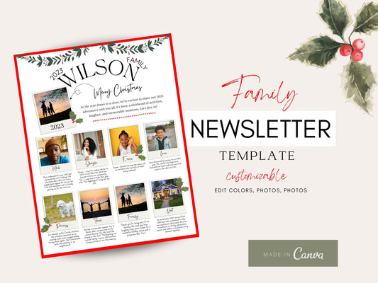 Christmas Newsletter,Year In Review, Family Newsletter, Holiday Newsletter, Holiday Photo Card, Christmas Letter