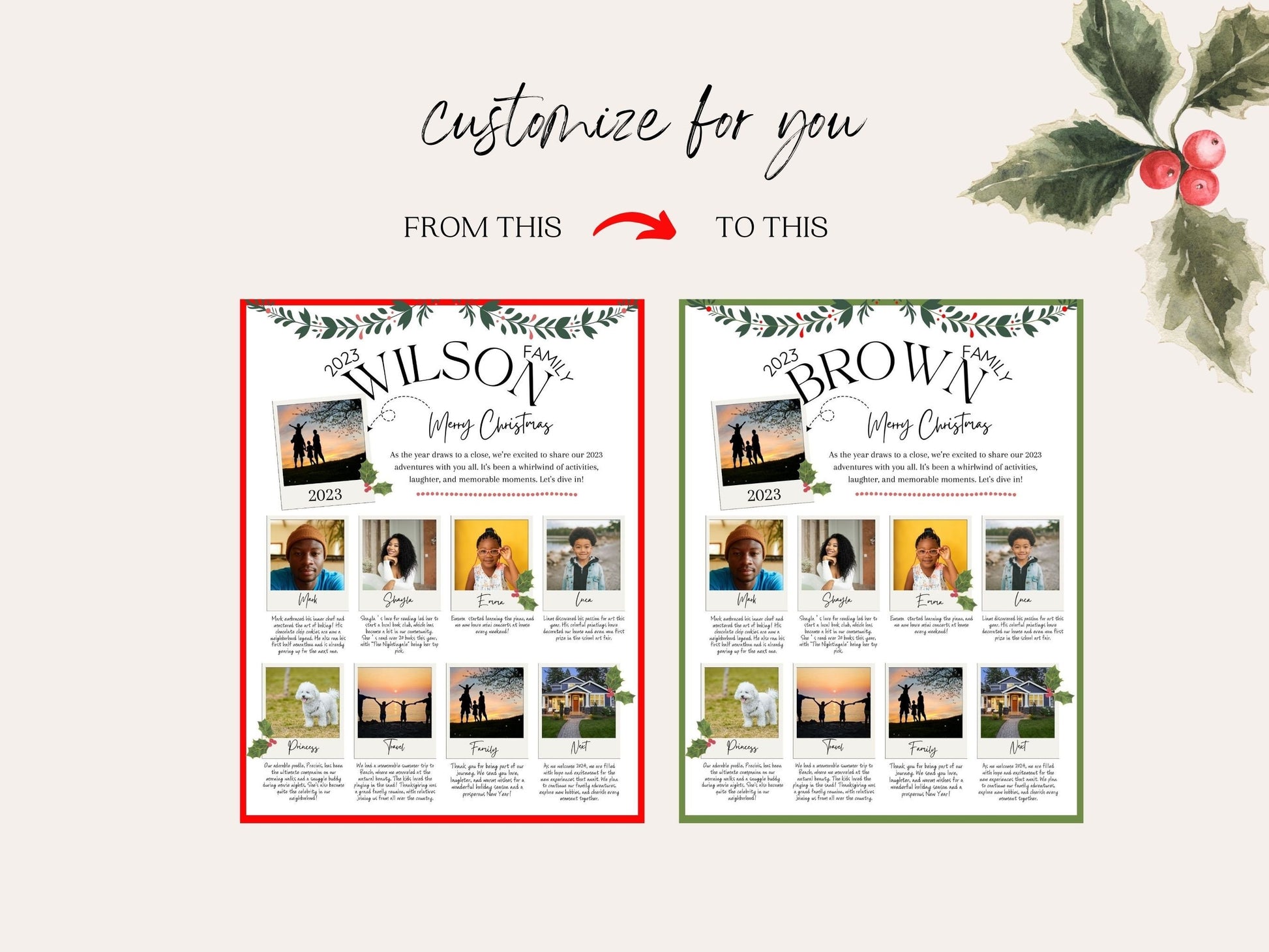 Christmas Newsletter,Year In Review, Family Newsletter, Holiday Newsletter, Holiday Photo Card, Christmas Letter