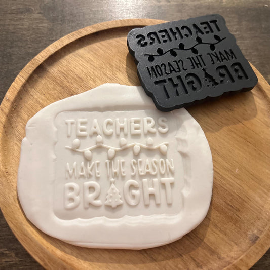 Christmas Teacher Appreciation Cookie Cutter STL, Teacher Fondant Embosser, Teacher Cookie Cutter, Christmas Embosser, Xmas Fondant Stamp