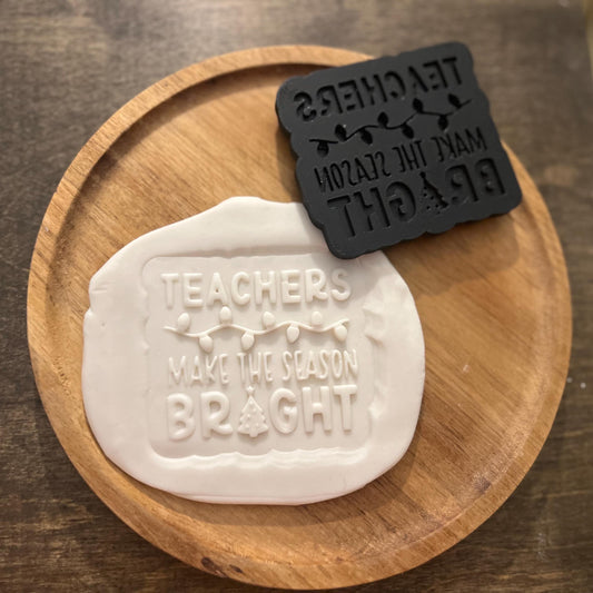 Christmas Teacher Appreciation Cookie Cutter STL, Teacher Fondant Embosser, Teacher Cookie Cutter, Christmas Embosser, Xmas Fondant Stamp