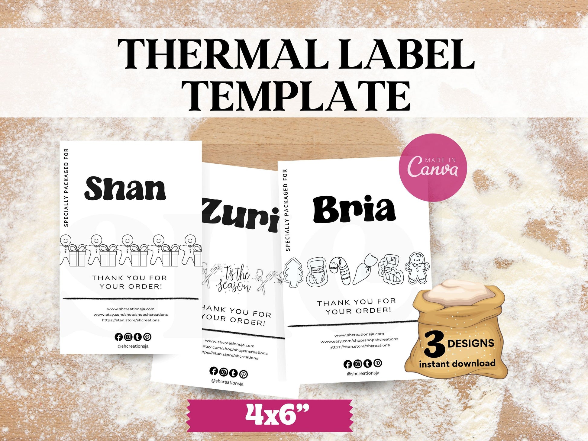 Christmas Thermal Label Template, Thermal Sticker Bundle, holiday Packaging Label, Christmas Packaging Sticker, Holiday Packaging Labels