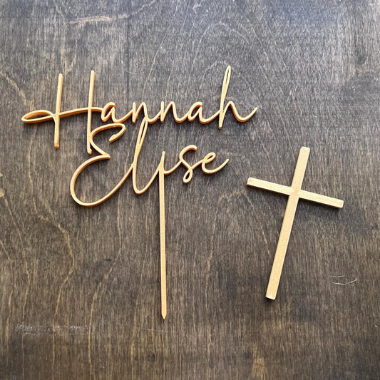 Custom 3d Name Topper STL & Cross Charm stl - Christening Topper, Baptism Topper Stl, Christening Cake Decor Stl Bundle, Easter Cake Decor
