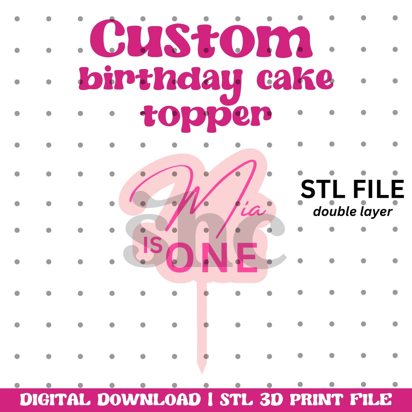 Custom Birthday 3D Topper, Birthday Topper, Birthday Topper, Cake Topper STL, Custom Topper STL,Personalized Topper, Double Layer Topper stl