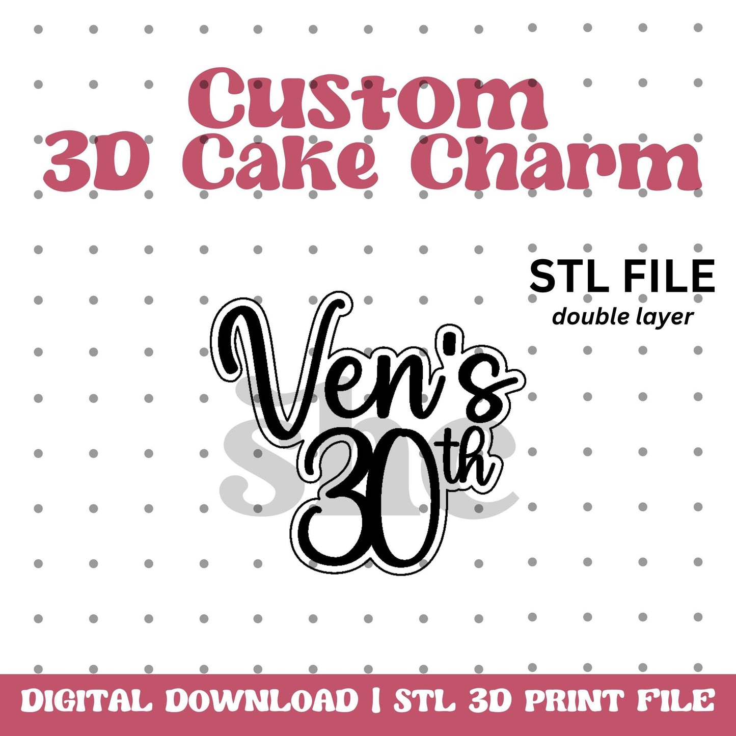 Custom Double Layer Cake Charm STL File - Personalized 3D Print Design