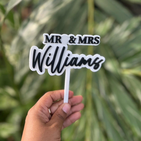 Custom Mr and Mrs Wedding Topper, Wedding 3D Printed Topper, Wedding Topper, Cake Topper STL, Double Layer Topper, Personalized Topper Stl