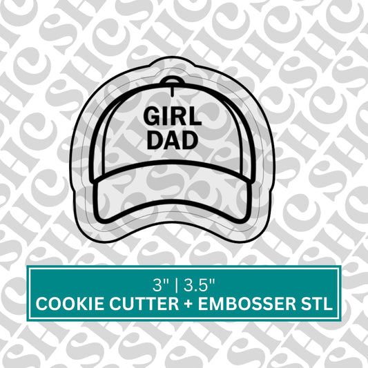 Digital STL File Girl Dad Cookie Cutter & Embosser, Fondant Embosser, Fondant Stamp, Fathers Day Cookie Cutter, New Dad Debosser STL,