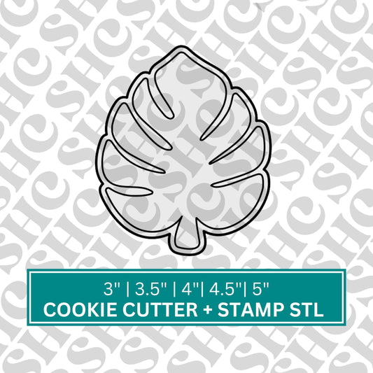 Digital STL File Monstera Leaf Cookie Cutter, Fondant Stamp, Fondant Stamp, Tropical Leaf, Jungle Theme Cookie Cutter , Safari STL