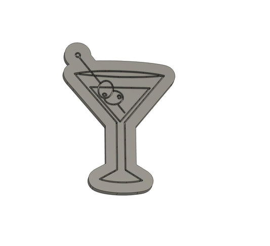 Dirty Martini Glass Cookie Cutter & Embosser STL - 3D Printable Cocktail-Themed Baking Tool, Martini Party Cookie Design | Martini Debosser
