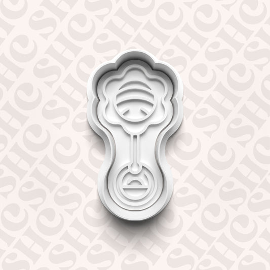 DONE TO ORDER: Baby Rattle Cookie Cutter + Fondant Stamp Set - SHCreations