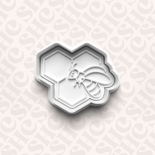 DONE TO ORDER: Bee + Honeycomb Cookie Cutter + Fondant Set - SHCreations