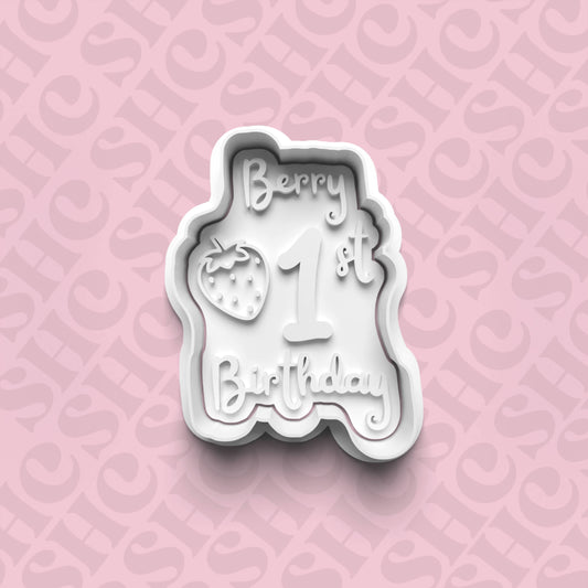 DONE TO ORDER: 'Berry 1st Birthday' Cookie Cutter + Fondant Stamp Set - SHCreations