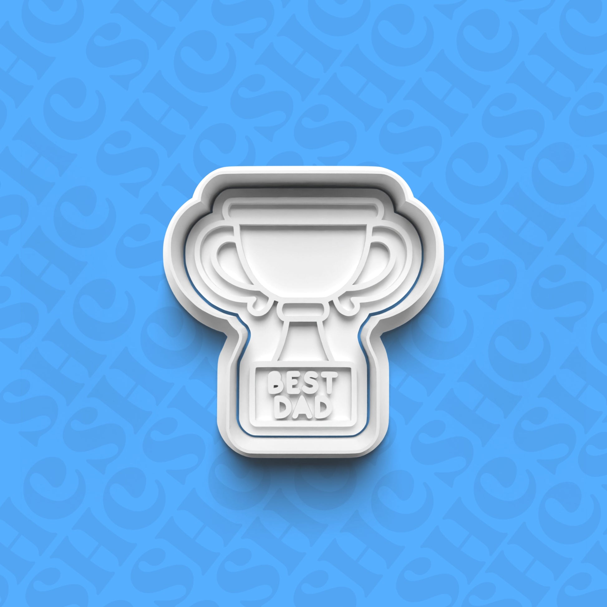DONE TO ORDER: "Best Dad" Trophy Cookie Cutter + Fondant Stamp Set - SHCreations