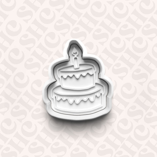 DONE TO ORDER: Birthday Cake Cookie Cutter + Fondant Stamp Set - SHCreations