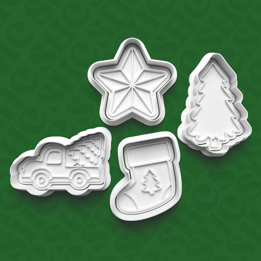 DONE TO ORDER: Christmas Cookie Cutter + Fondant Stamp Bundle 4 - SHCreations