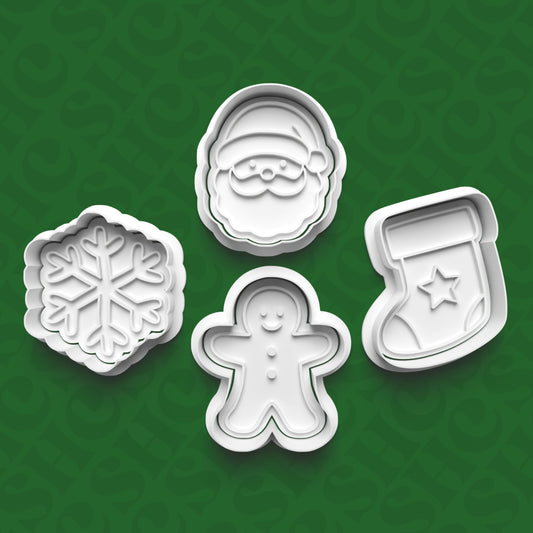 DONE TO ORDER: Christmas Cookie Cutter + Fondant Stamp Bundle 7 - SHCreations
