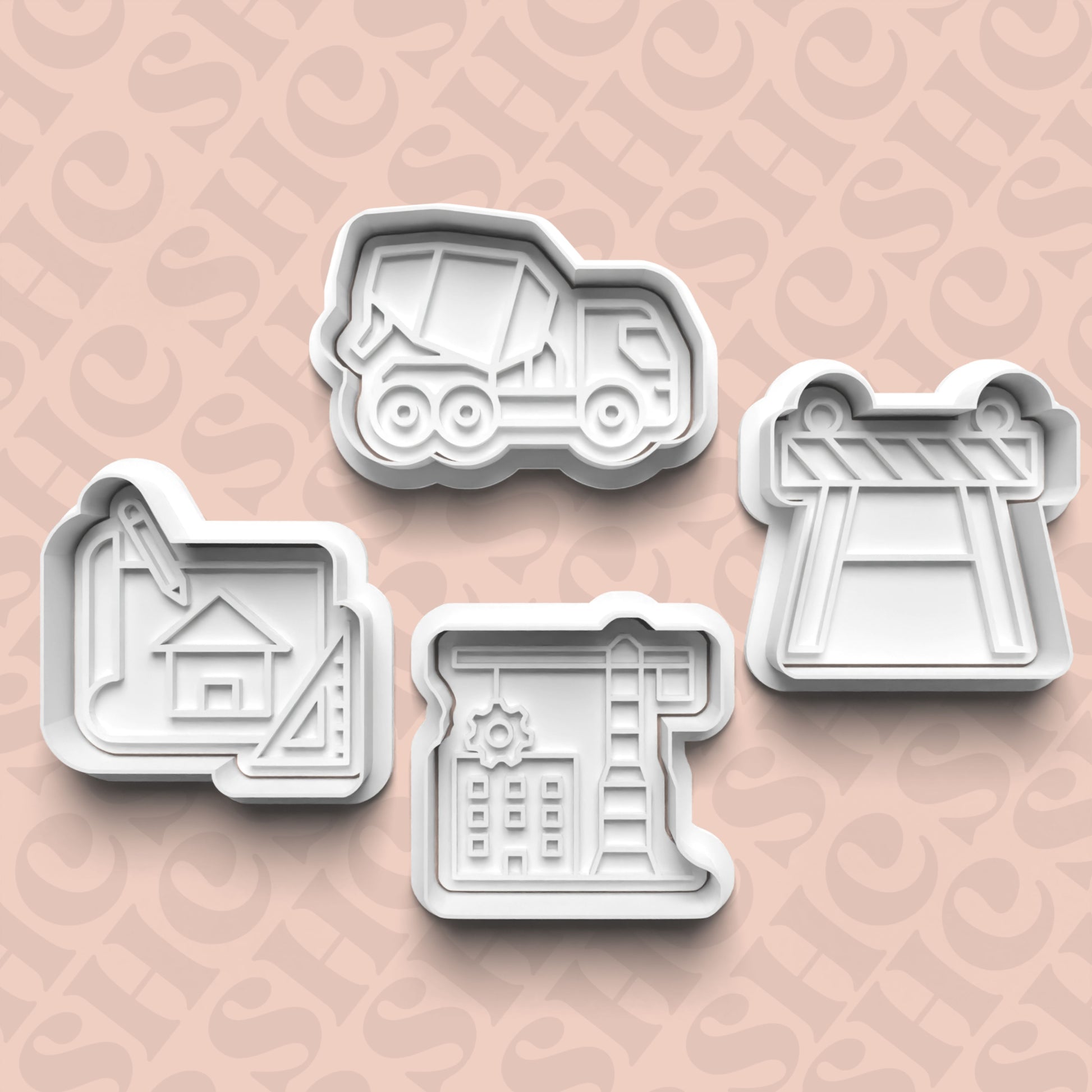 DONE TO ORDER: Construction Cookie Cutter + Fondant Stamp Bundle - SHCreations
