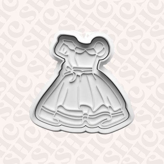 DONE TO ORDER: Dress Cookie Cutter + Fondant Stamp Set - SHCreations