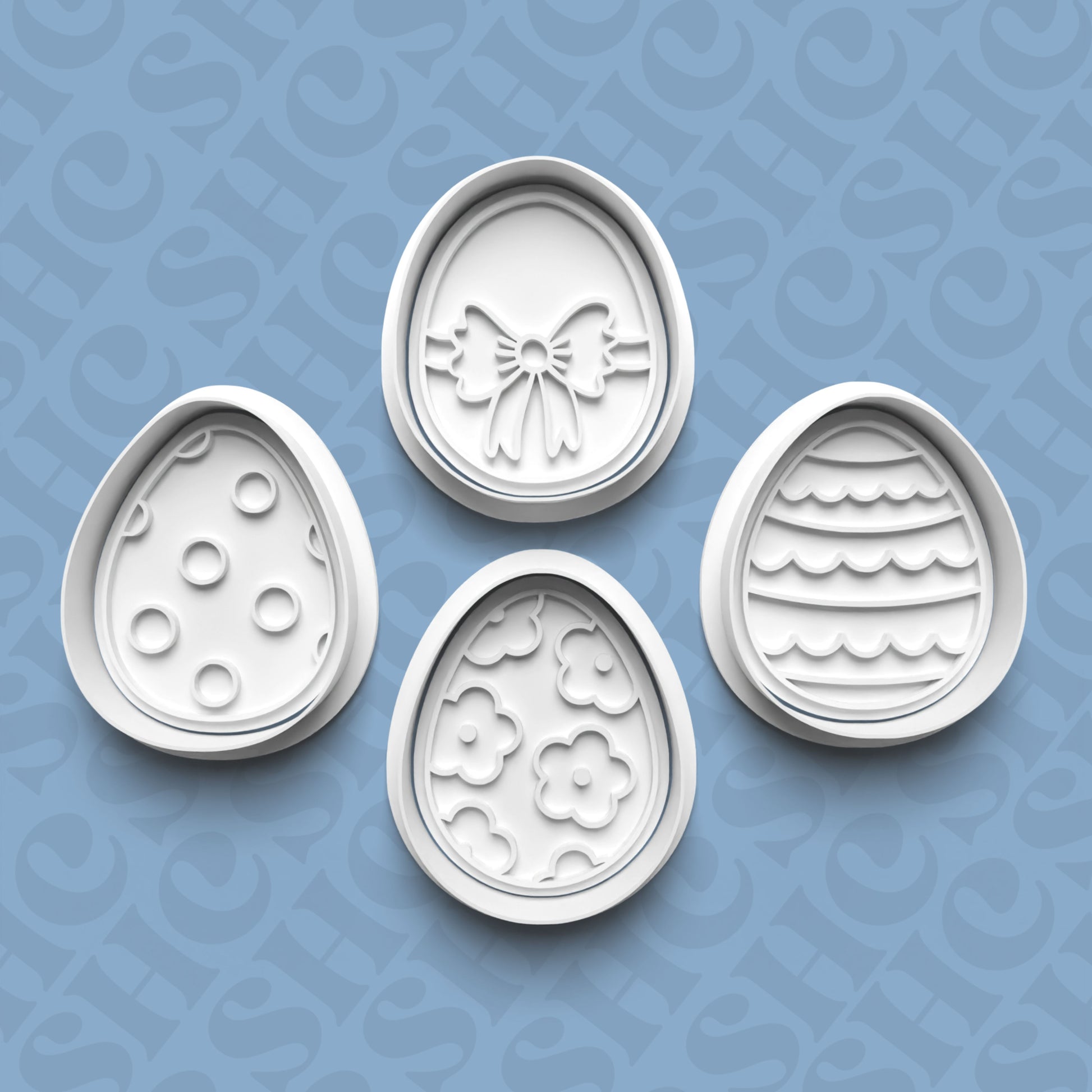 DONE TO ORDER: Easter Egg Cookie Cutter + Fondant Stamp Bundle - SHCreations