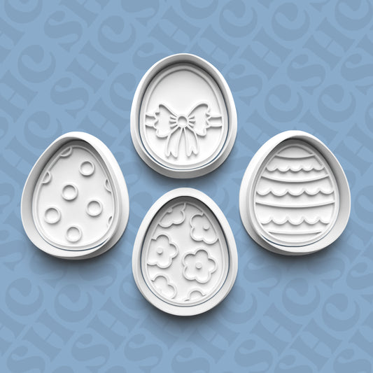 DONE TO ORDER: Easter Egg Cookie Cutter + Fondant Stamp Bundle - SHCreations