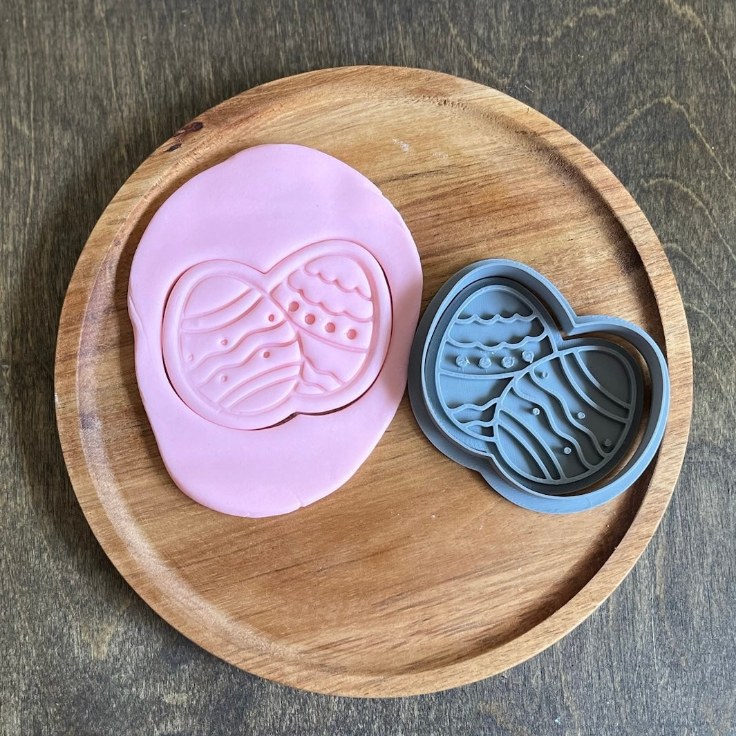DONE TO ORDER: Easter Eggs Cookie Cutter + Fondant Stamp Set
