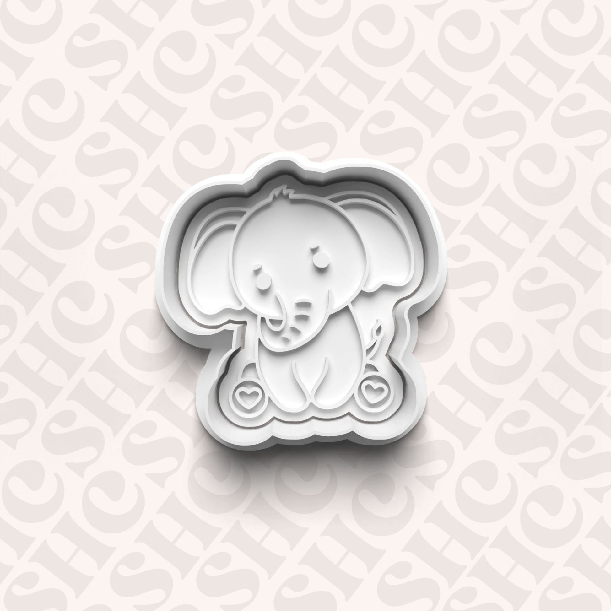 DONE TO ORDER: Elephant Cookie Cutter + Fondant Stamp Set - SHCreations