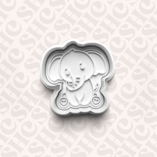 DONE TO ORDER: Elephant Cookie Cutter + Fondant Stamp Set - SHCreations