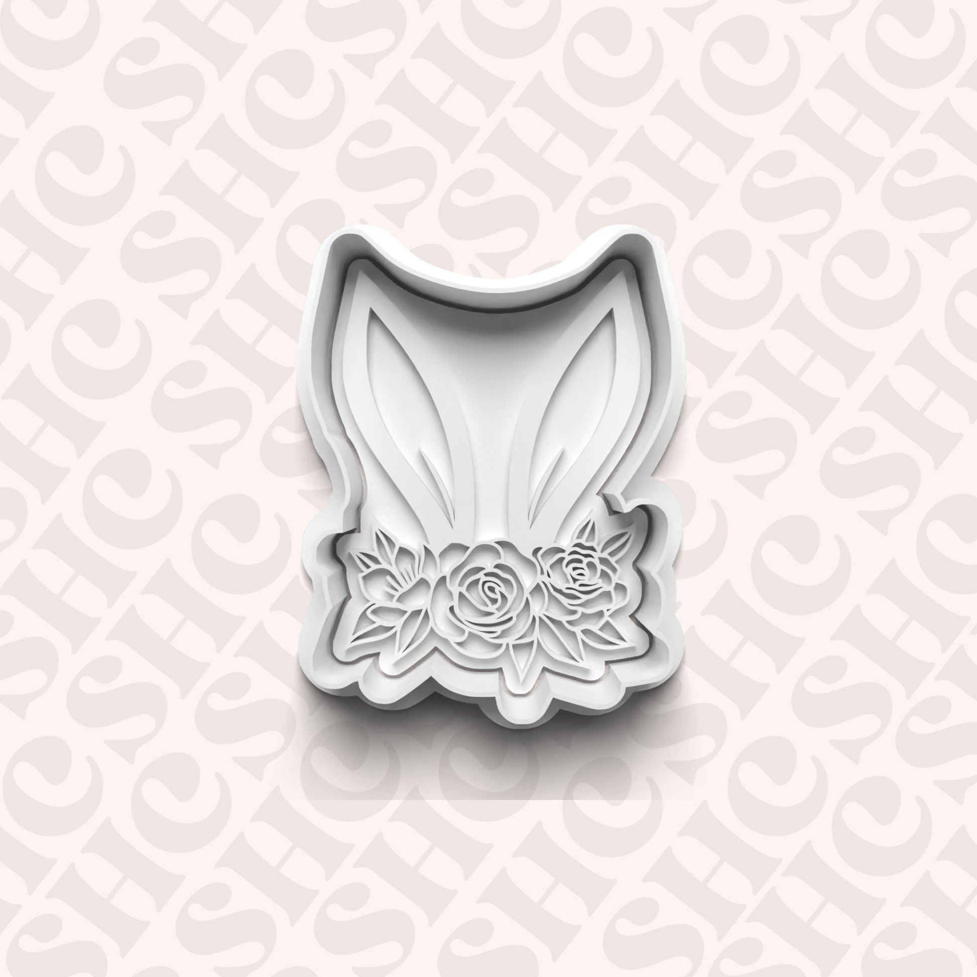 DONE TO ORDER: Floral Bunny Ears Cookie Cutter + Fondant Stamp Set - SHCreations
