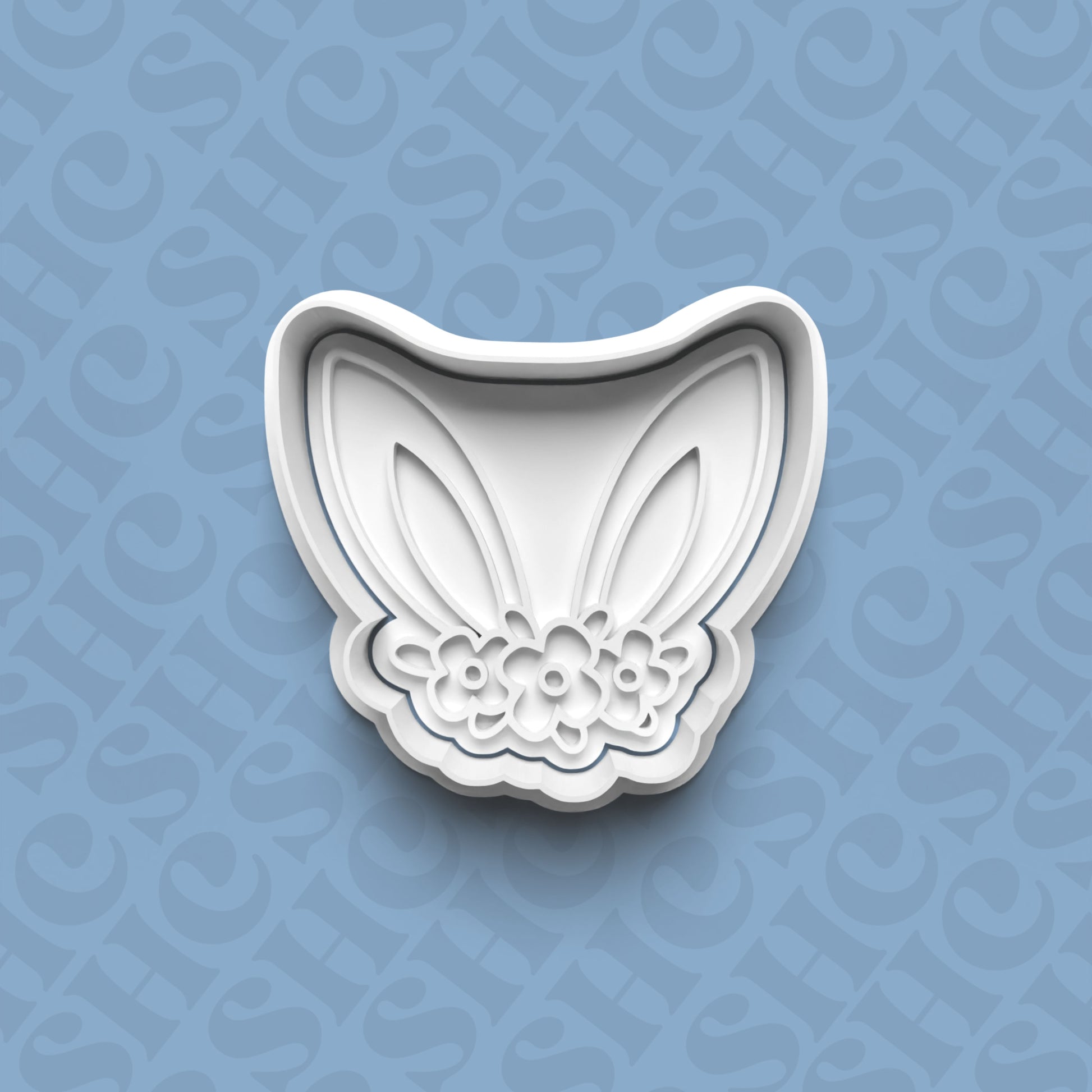 DONE TO ORDER: Floral Bunny Ears Cookie Cutter + Fondant Stamp Set - SHCreations