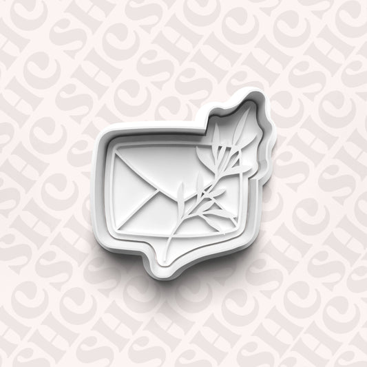 DONE TO ORDER: Floral Envelope Cookie Cutter + Fondant Stamp Set 1 - SHCreations