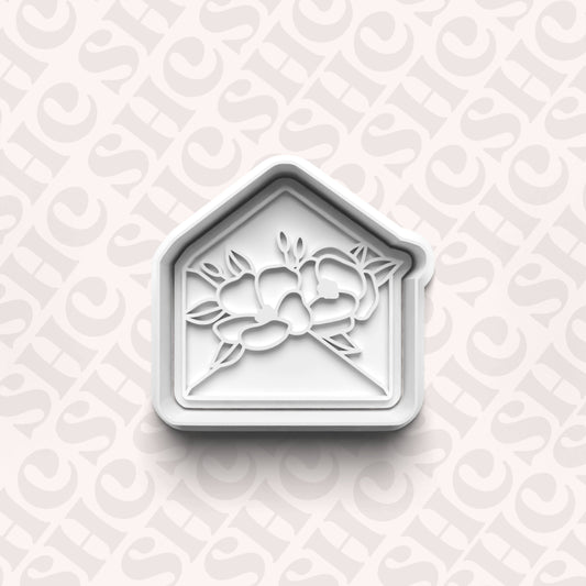 DONE TO ORDER: Floral Envelope Cookie Cutter + Fondant Stamp Set 2 - SHCreations