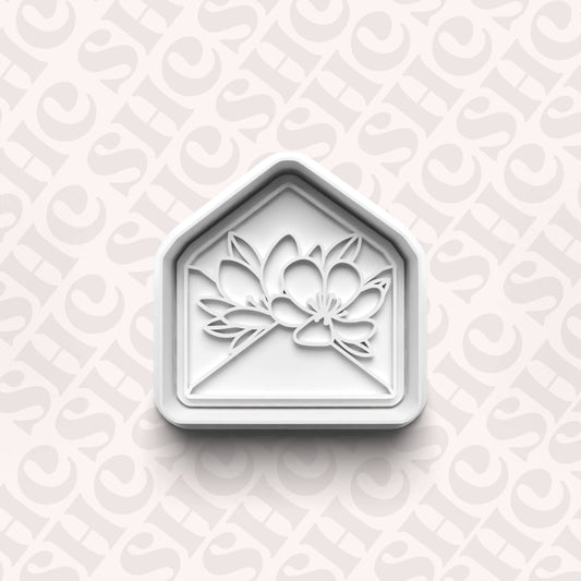 DONE TO ORDER: Floral Envelope Cookie Cutter + Fondant Stamp Set 4 - SHCreations