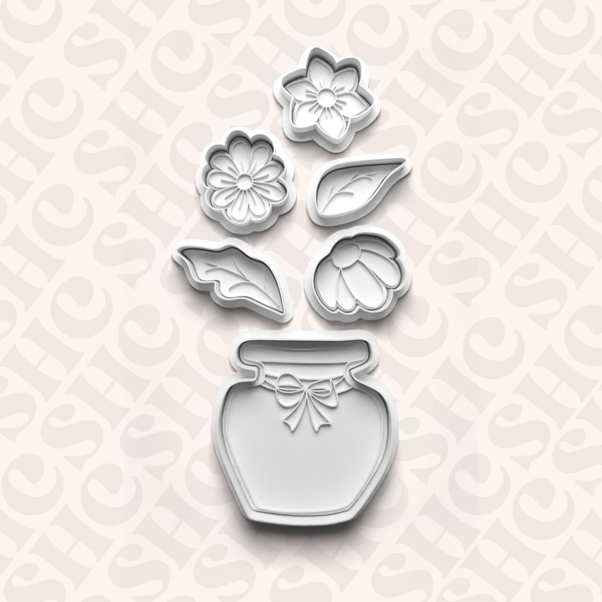 DONE TO ORDER: Flower Bouquet Cookie Cutter + Fondant Stamp Set - SHCreations