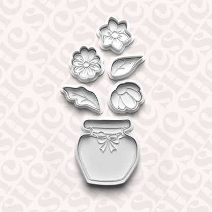 DONE TO ORDER: Flower Bouquet Cookie Cutter + Fondant Stamp Set - SHCreations