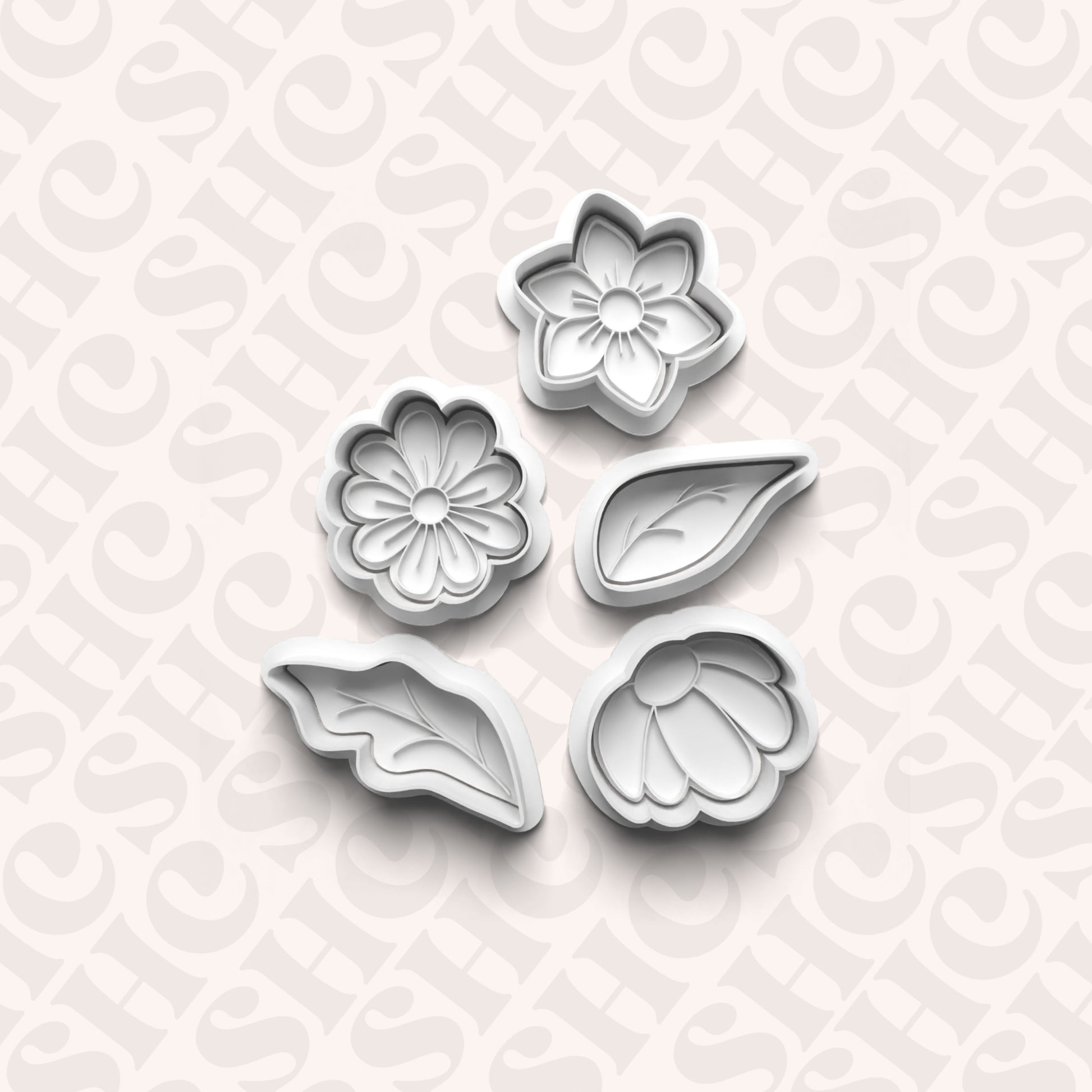 DONE TO ORDER: Flower Bouquet Cookie Cutter + Fondant Stamp Set - SHCreations