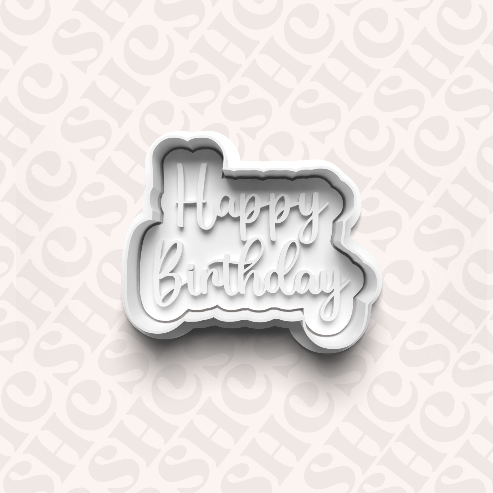 DONE TO ORDER: Happy Birthday Cookie Cutter + Fondant Stamp Set - SHCreations