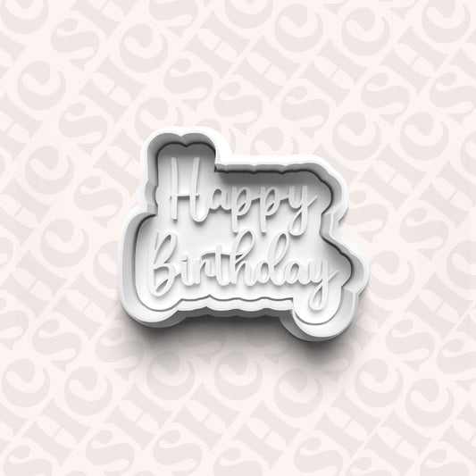DONE TO ORDER: Happy Birthday Cookie Cutter + Fondant Stamp Set - SHCreations