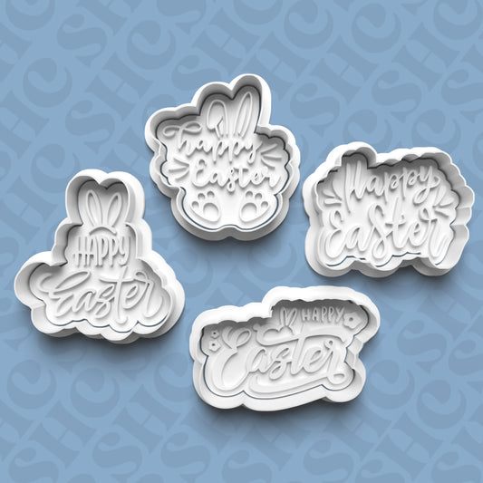 DONE TO ORDER: 'Happy Easter' Cookie Cutter + Fondant Stamp Bundle - SHCreations