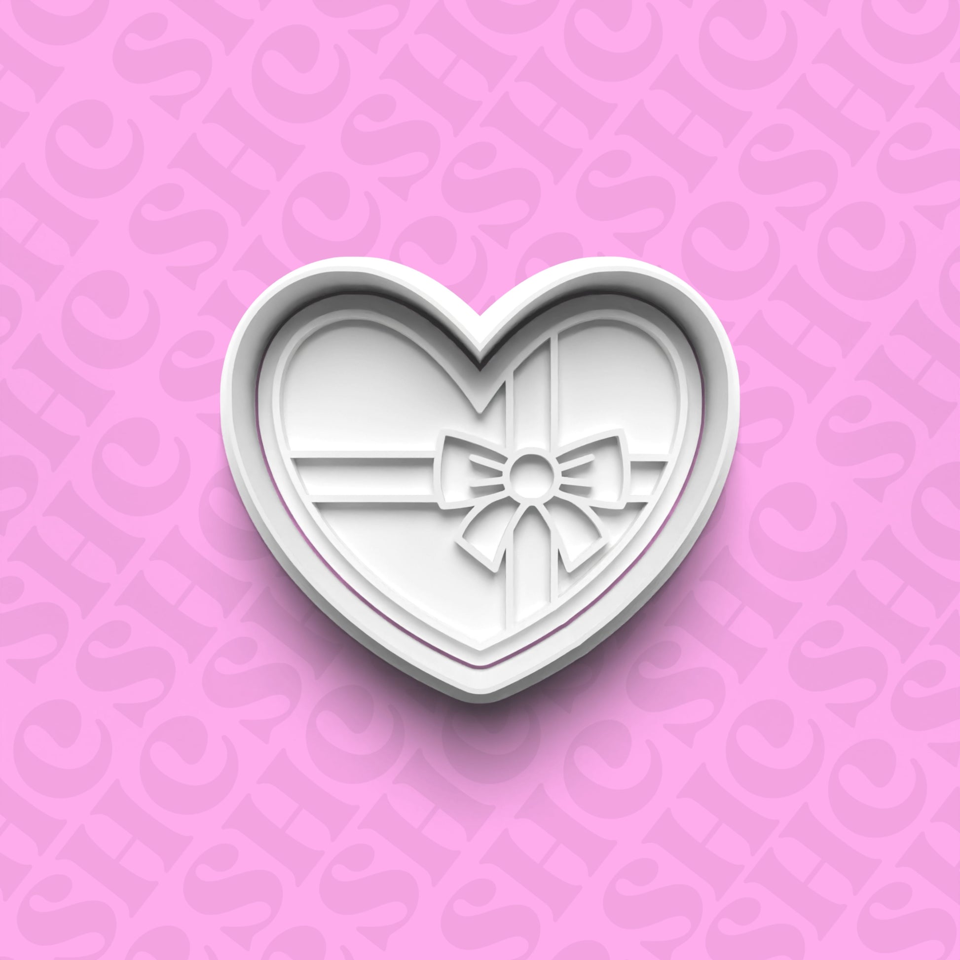 DONE TO ORDER: Heart w/Ribbon Cookie Cutter + Fondant Stamp Set - SHCreations