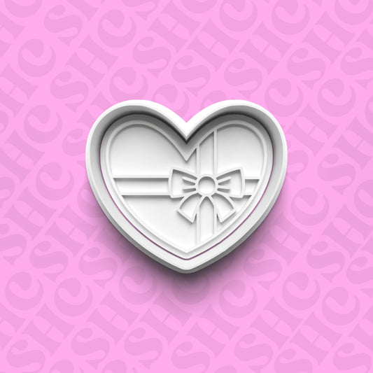 DONE TO ORDER: Heart w/Ribbon Cookie Cutter + Fondant Stamp Set - SHCreations