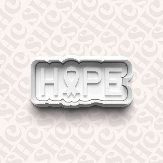DONE TO ORDER: 'Hope' Cookie Cutter + Fondant Stamp Set | Breast Cancer Awareness Cookie Cutters | Awareness Ribbon Cookie Cutter - SHCreations