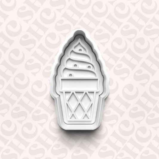 DONE TO ORDER: Ice cream Cone Cookie Cutter + Fondant Stamp Set 1 - SHCreations