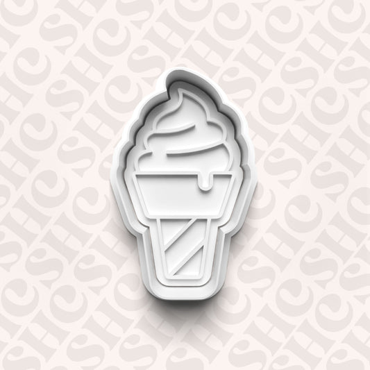 DONE TO ORDER: Ice cream Cone Cookie Cutter + Fondant Stamp Set 3 - SHCreations