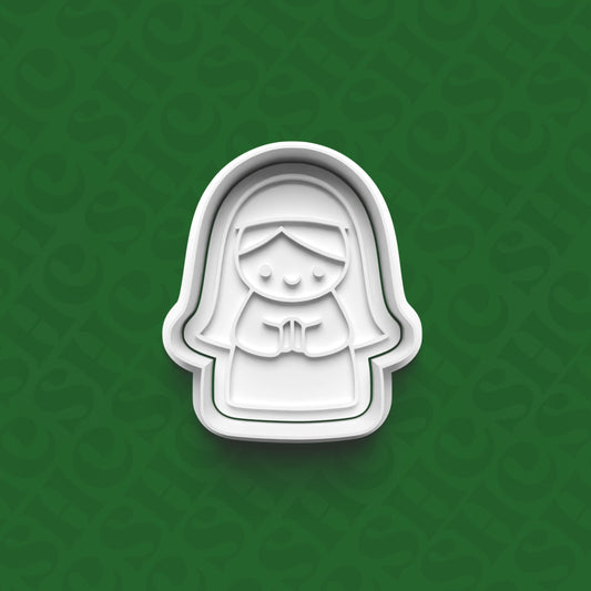 DONE TO ORDER: Mary Cookie Cutter + Fondant Stamp Set - SHCreations