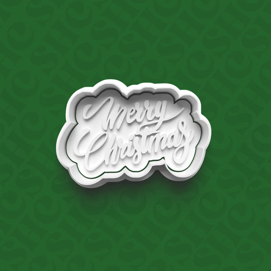 DONE TO ORDER: 'Merry Christmas' Cookie Cutter + Fondant Stamp Set - SHCreations