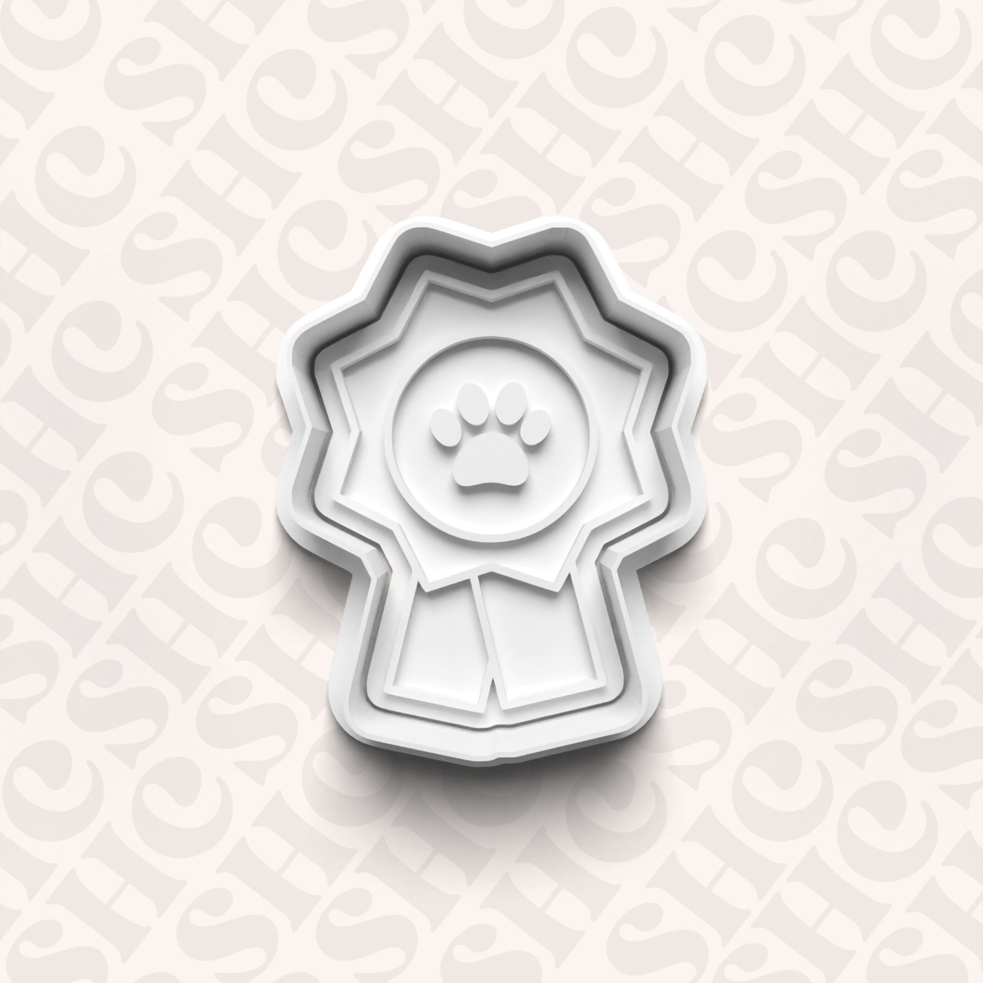 DONE TO ORDER: Paw Ribbon Cookie Cutter + Fondant Stamp Set - SHCreations