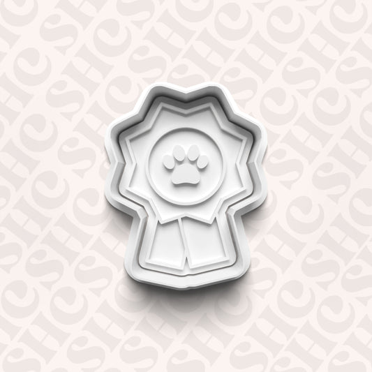 DONE TO ORDER: Paw Ribbon Cookie Cutter + Fondant Stamp Set - SHCreations