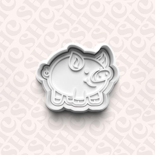 DONE TO ORDER: Pig Cookie Cutter + Fondant Stamp Set - SHCreations
