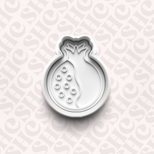 DONE TO ORDER: Pomegranate Cookie Cutter + Fondant Stamp Set - SHCreations